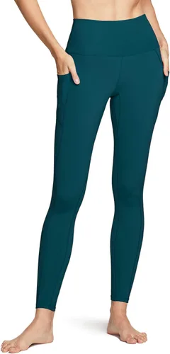 Vista 3 de TSLA - Pantalones de yoga con control de abdomen para mujer, leggings con cintura alta y prácticos bolsillos para correr, entrenamientos y practicar