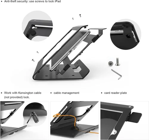 Vista 6 de Tablet quiosco POS soporte compatible 10,2 "iPad 7 8 9 generación con base giratoria 360