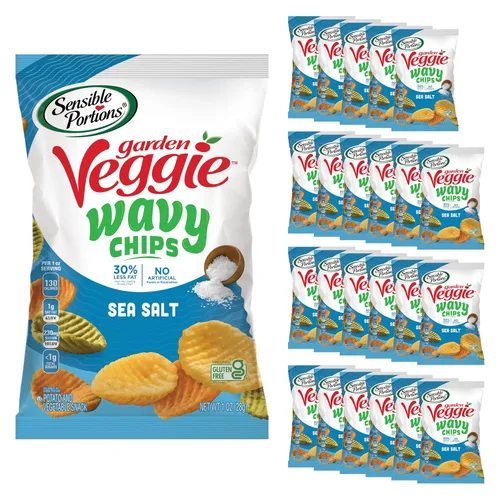 Vista 9 de Sensible Portions Garden Veggie - Chips de crema agria de cheddar ondulado, 6 onzas