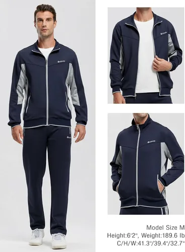 Vista 6 de Rdruko Conjunto Deportivo de 2 Piezas para Hombre, Traje Deportivo con Cremallera Completa, Sudaderas Deportivas para Gimnasio, Ropa Deportiva