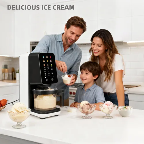 Vista 9 de Máquina de helados 12 en 1, máquina eléctrica para hacer helados suaves para el hogar y la oficina, helados, granizados, hielo italiano, sorbete