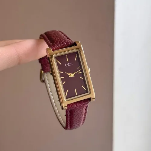 Vista 6 de FANMIS Reloj de pulsera rectangular vintage para mujer, reloj de cuarzo analógico para mujer, ultrafino, reloj de pulsera para mujer, reloj