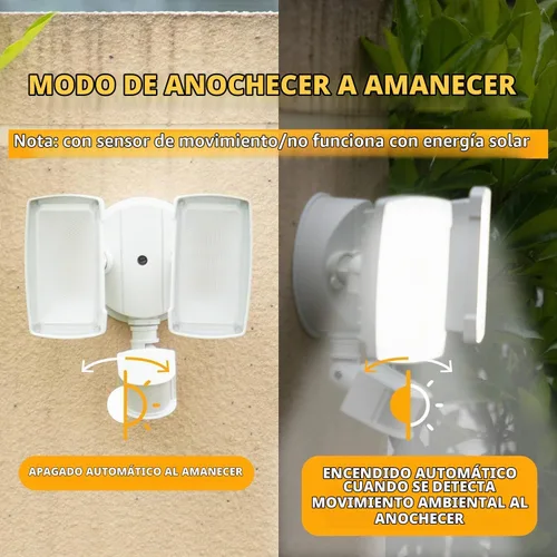 Vista 4 de UME Luces LED de seguridad de 19 W, luz con sensor de movimiento para exteriores, luz de inundación de movimiento de 2000 lúmenes, 5000 K, IP65