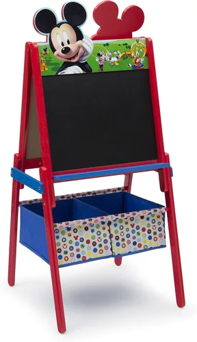 Vista 2 de Delta Children - Caballete de madera de doble cara con almacenamiento - Certificado Greenguard Gold, Mickey Mouse de Disney