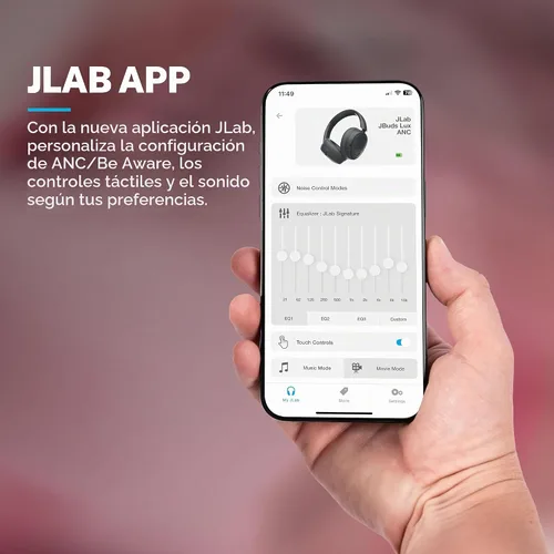 Vista 5 de JLab JBuds Lux ANC Jelle Auriculares inalámbricos sobre la oreja, fondo rubor Fondo Blush