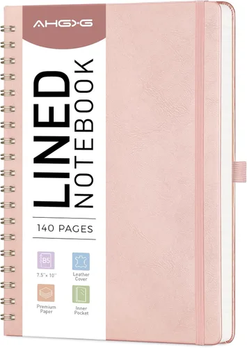 Vista 15 de AHGXG Cuaderno de espiral rayado de 8.5 x 11 pulgadas, cuadernos grandes A4 para mujeres y hombres, cuaderno de cuero de tapa dura con rayas