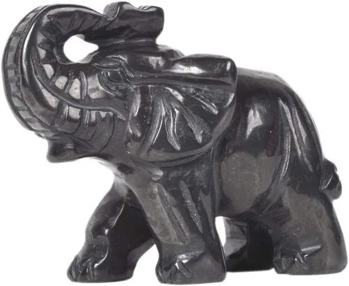 Vista 5 de Angelstones Piedra de sangre africana natural tallada con piedras preciosas de elefante curativo de cristal de guardián, estatua de figurilla