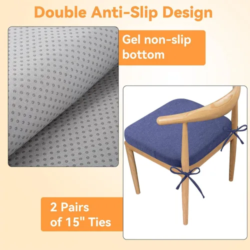 Vista 5 de Millsilo Juego de 2 cojines para sillas de interior, fundas de asiento de cocina en forma de D, cojines de asiento de respaldo para sillas