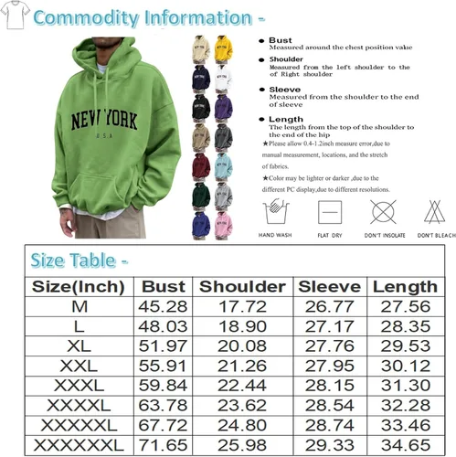 Vista 4 de JJHAEVDY Hoodie Men Drop Shoulder Drawstring Hoodie Long Sleeve Letter Print Pullover Loose Fit Casual Sweatshirt with Pocket
