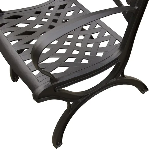 Vista 5 de Silla de comedor de patio negra de aluminio fundido tradicional al aire libre ornamentada