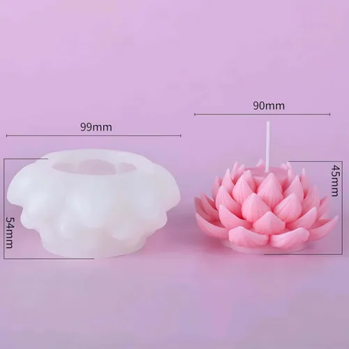 Vista 3 de 3D Elegance Lotus - Moldes de silicona para cera de vela, jabón, pastel de chocolate, difusor de yeso aromático, epoxi de cristal decorado