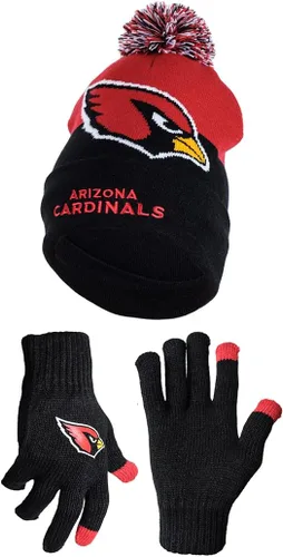 Vista 48 de Ultra Game Adults NFL Official Super Soft Winter Beanie Knit Hat With Warm Touch Screen Gloves