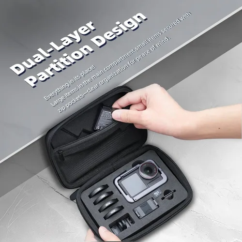 Vista 5 de Funda de transporte resistente al agua para DJI Osmo Action 6/5 Pro/4/3, funda rígida de viaje compatible con GoPro Max Hero 13/12/11/10/9/8/7