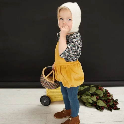 Vista 3 de Simplee kids Vestidos florales de algodón para niñas, mangas con volantes, ropa de niña de verano