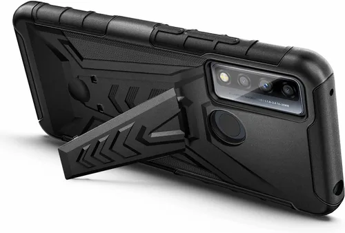 Vista 3 de NZND Funda para TCL 4X 5G (T601DL) / TCL 20 A 5G con protector de pantalla de vidrio templado (cobertura máxima), soporte de funda con clip