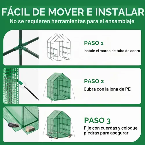 Vista 7 de Invernadero de 56 × 56 × 78 pulgadas para jardín al aire libre