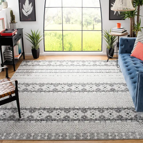 Vista 8 de SAFAVIEH Madison Collection - Alfombra decorativa de 2 pies 3 pulgadas x 4 pies, color carbón y gris, diseño bohemio chic, no desprende pelusa