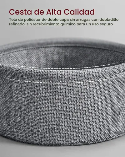 Vista 5 de VASAGLE Colección LILEA - Mesa de centro con almacenamiento, mesa redonda para sala de estar con cesta de tela, estilo moderno, marco de metal Tinta