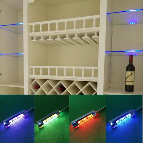 Vista 8 de AIBOO Kit de iluminación LED para estante de vidrio para iluminación lateral trasera con cable flexible y clip con control remoto RF (8 luces, RGB)