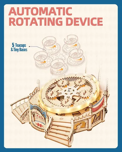 Vista 5 de ROKR Rompecabezas de madera 3D para adultos, kits de caja de música de madera LED, kits de modelos de madera para construir, rompecabezas 3D