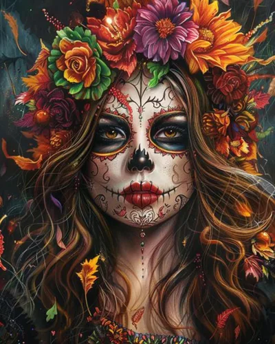 Vista 32 de Pintura por números retrato de niña con sombrero de mago Tucocoo, pintura DIY en lienzo con pinceles, pinturas acrílicas, calabaza de Halloween