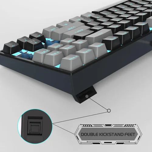 Vista 4 de MageGee - Teclado mecánico para juegos 75%, con interruptor rojo, retroiluminación LED azul, 87 teclas, teclado compacto TKL con cable