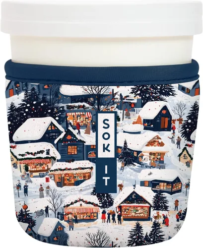 Vista 24 de Sok It IceCreamSok - Funda de neopreno aislada (flores abstractas, pintas de helado cónicas)