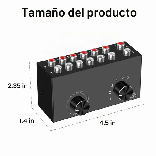 Vista 6 de Dingsun Conmutador de audio de 6 vías, interruptor de audio estéreo de canal derecho e izquierdo, Plug & Play, compatible con TV, reproductor