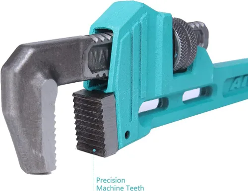 Vista 4 de Llave de tubería de 8 pulgadas, llave de plomería de acero al cromo vanadio, duradera y resistente al desgaste, se puede utilizar para tuberías
