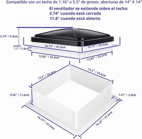 Vista 6 de Ventilador de ventilación de techo RV reversible de 6 velocidades