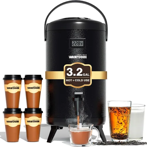 Vista 10 de WantJoin Dispensador de bebidas aislado – Dispensador térmico de acero inoxidable de 8 l/2 galones de bebidas frías y calientes con grifo para té
