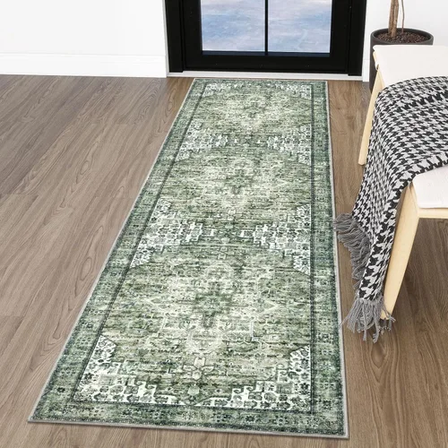 Vista 77 de SIILOOM Alfombra lavable de 2 x 3 pies, alfombra suave color taupe ceniza para entrada, tapete antideslizante para puerta de interior, tapete