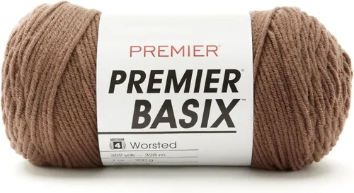 Vista 21 de Premier Yarns Basix, hilo de estambre sólido, hecho de acrílico, hilo ideal para ganchillo y tejido, color blanco, 359 yardas