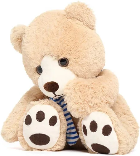 Vista 4 de Tezituor Oso de peluche de 24 pulgadas, gran oso de peluche con bufanda, bonito oso de peluche marrón para novias y niños