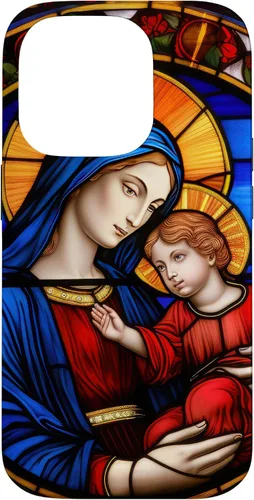 Vista 17 de Blessed Virgin Mary and Jesus Christ Stained Glass Case for iPhone 16