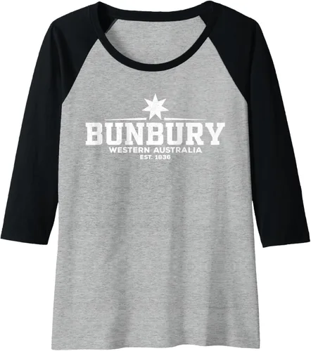 Vista 4 de Camiseta de béisbol raglán Bunbury Australia, Negro