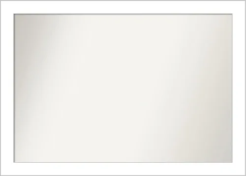Vista 77 de Amanti Art Espejo de baño blanco para sobre el fregadero, 24 x 26 pulgadas, espejo rectangular blanco y blanco, marco de madera contemporáneo