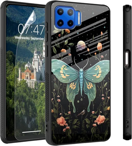 Vista 23 de Funda para Motorola Moto Edge 2022, cubierta trasera de vidrio templado con protector de pantalla, funda protectora a prueba de golpes para Motorola
