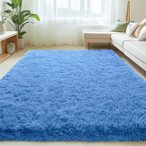 Vista 103 de Mugorn - Alfombras suaves y esponjosas de 2 x 3 pies para el hogar, alfombra pequeña con 4 mallas antideslizantes, color negro, 2 x 3 pies