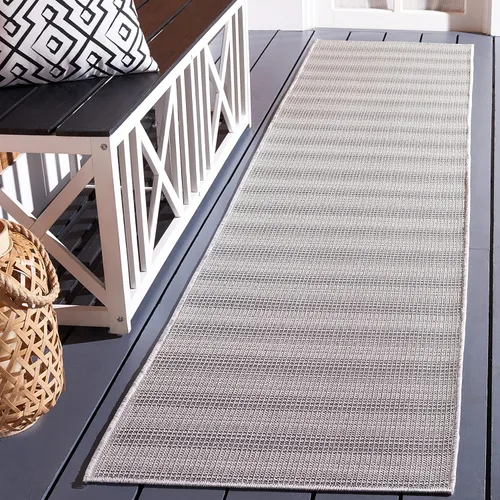 Vista 29 de SAFAVIEH Hampton Collection - Alfombra lavable para exteriores de 2 x 9 pies, color marfil y gris, no desprende pelusa y fácil de limpiar, ideal