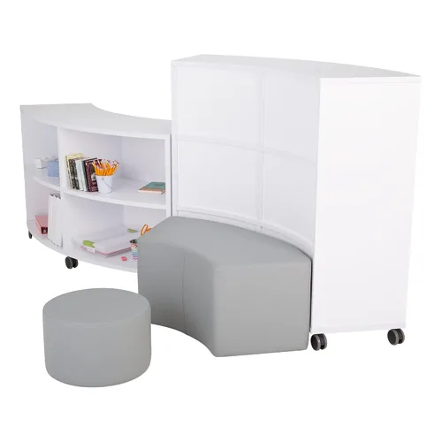 Vista 6 de Learniture Estantería móvil curva/estantería, cuatro aberturas, blanco, LNT-AVO3000WH-SO
