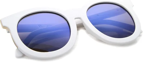 Vista 4 de zeroUV Women's Fashion Oversized Flash Mirrored Flat Lens Round Sunglasses 64mm