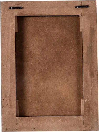 Vista 7 de Farmhouse - Espejos arqueados pequeños de 16 x 12 pulgadas, color blanco envejecido Hanging Rectangular Carved Wood Frame Entryway Mirror