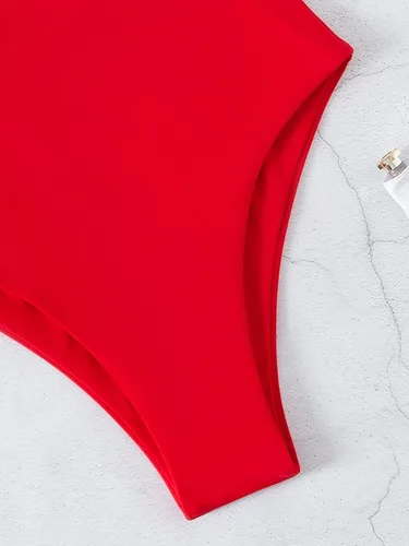 Vista 4 de MakeMeChic Traje de baño de una pieza con un hombro para mujer