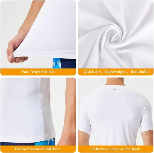 Vista 5 de SURFEASY Men's Rash Guard Swim Shirt Long & Short Sleeve, UPF 50+ Sun Protection Quick Dry Rashguard
