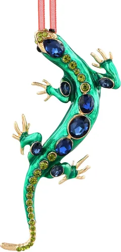 Vista 11 de Adornos de Rana Verde para Árbol de Navidad - Adornos de Rana de Navidad de Metal Adornos de Rana Verde Weihnachtsgurke Decoración de Navidad