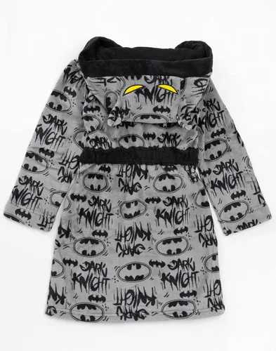 Vista 6 de DC Comics Batman Dressing Gown Boys Kids Grey Dark Knight Pjs Bathrobe