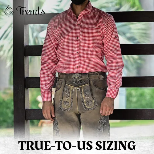 Vista 6 de TRENDS Camisa bávara Oktoberfest para hombre – Sudadera tradicional alemana con cordones – Mezcla de algodón suave y transpirable
