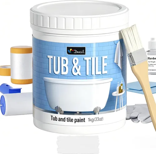 Vista 12 de DWIL Pintura para Bañera, Kit de Renovación de Bañera y Azulejos 33 oz con Herramientas, Kit de Renovación de Azulejos Pintura Negra para Bañera a