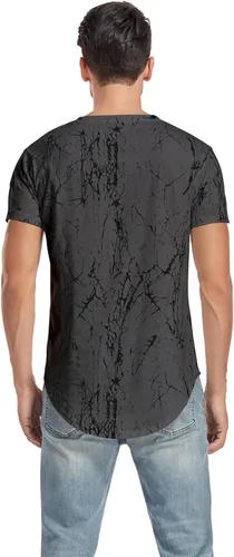 Vista 5 de Aiyino Camiseta Hipster Hip Hop para hombre con estampado de dobladillo redondo